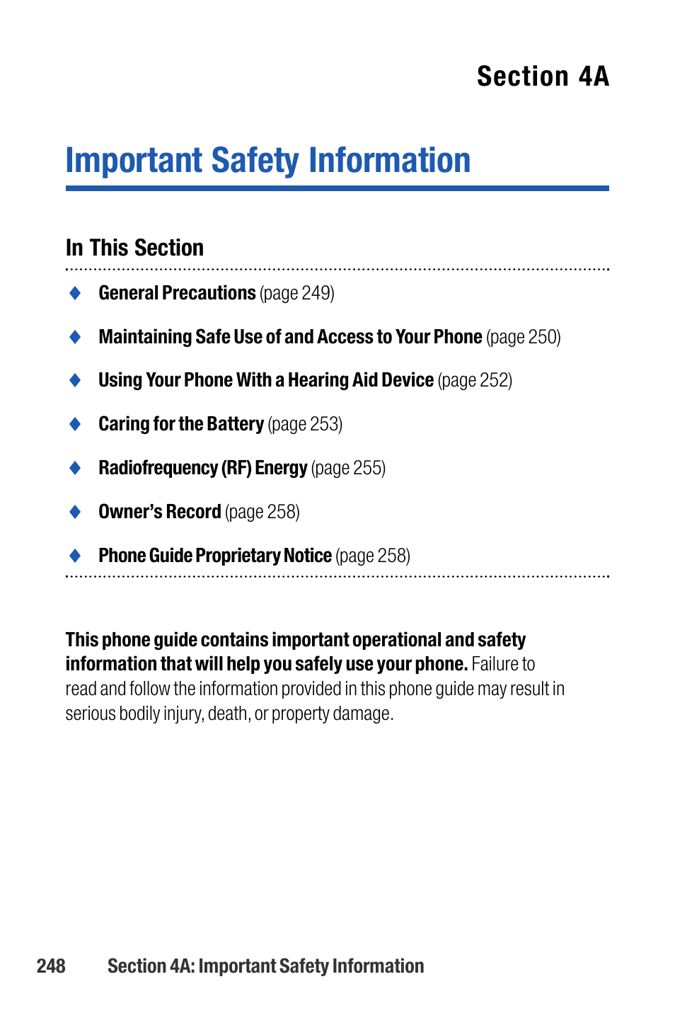 Important safety information | Sanyo M1 User Manual | Page 264 / 284