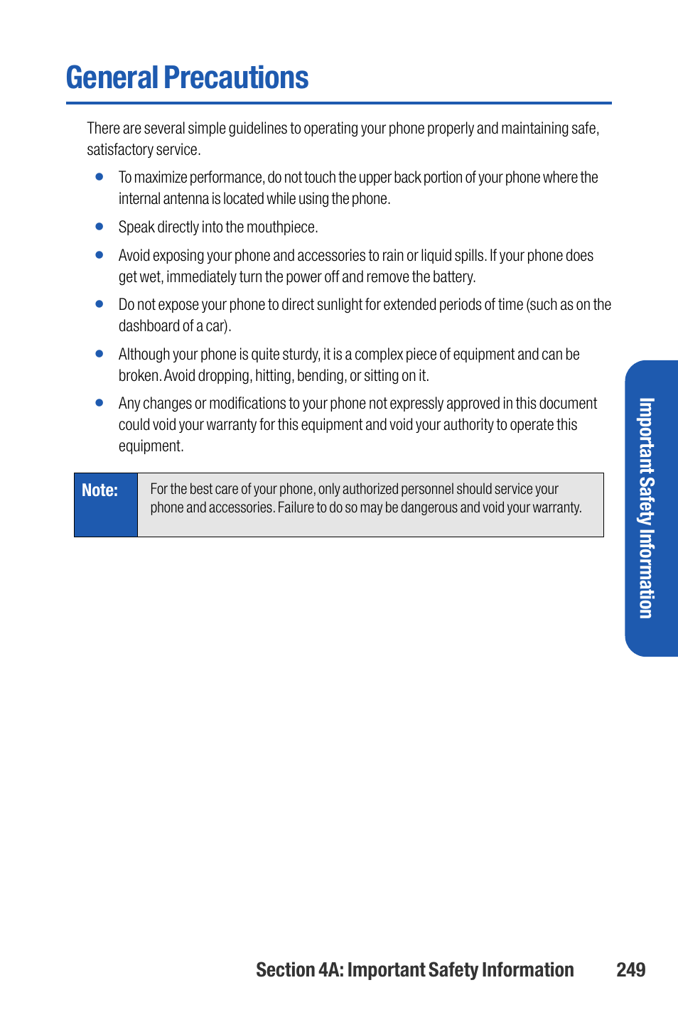 General precautions, Important safety information | Sanyo M1 User Manual | Page 265 / 284