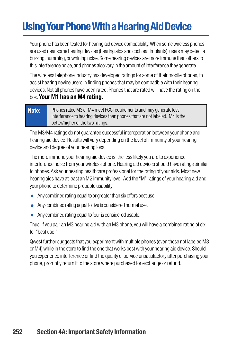 Using your phone with a hear, Using your phone with a hearing aid device | Sanyo M1 User Manual | Page 268 / 284