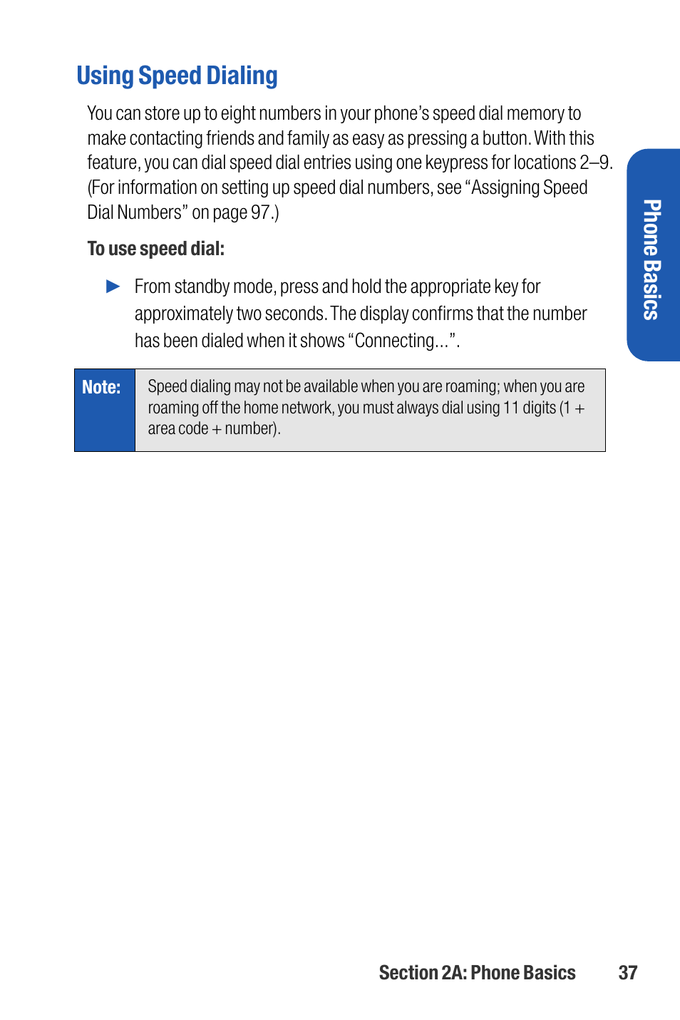 Using speed dialing, Phone basics | Sanyo M1 User Manual | Page 53 / 284