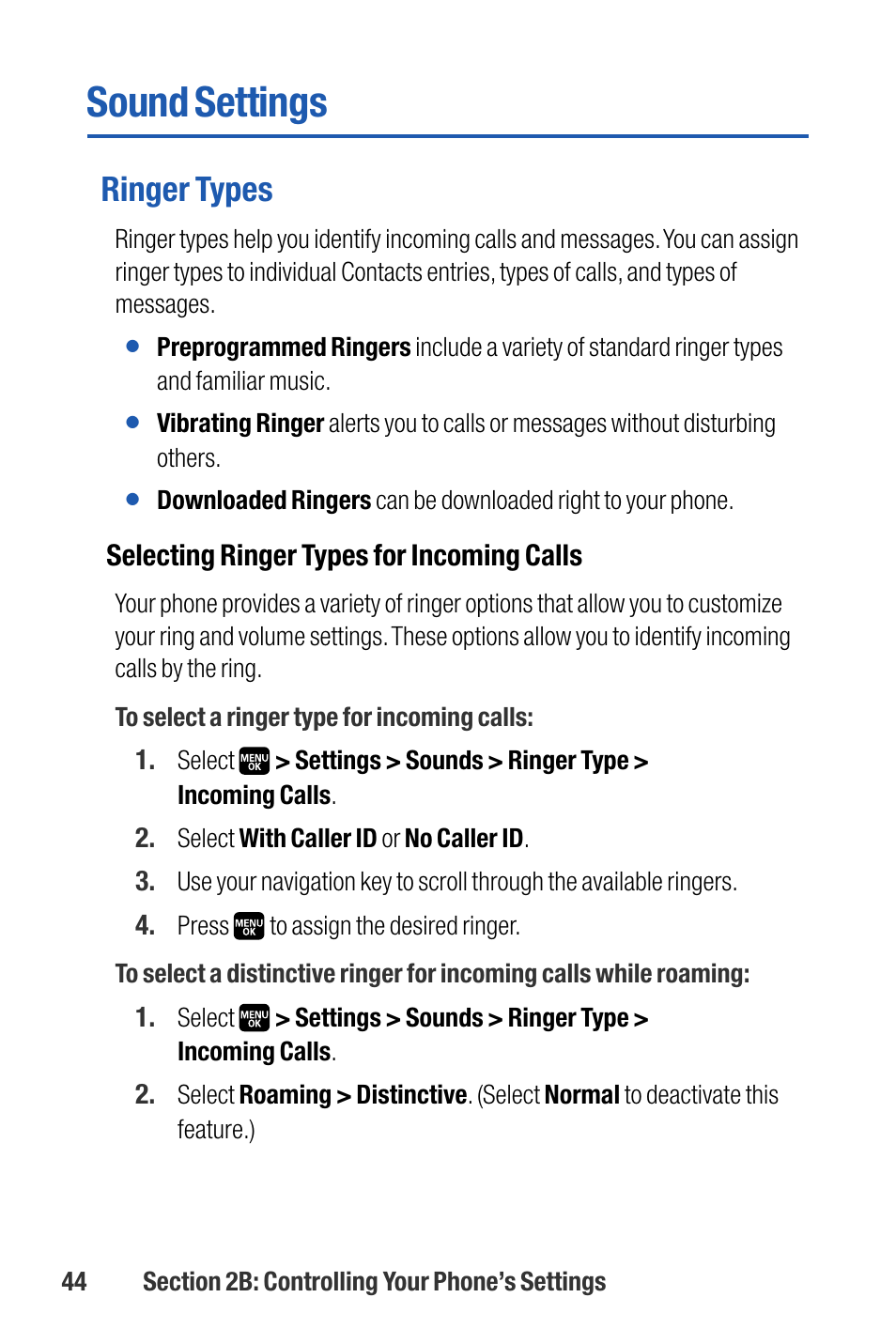 Sound settings, Ringer types | Sanyo M1 User Manual | Page 60 / 284