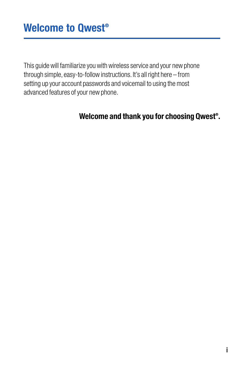 Welcome to qwest | Sanyo M1 User Manual | Page 7 / 284