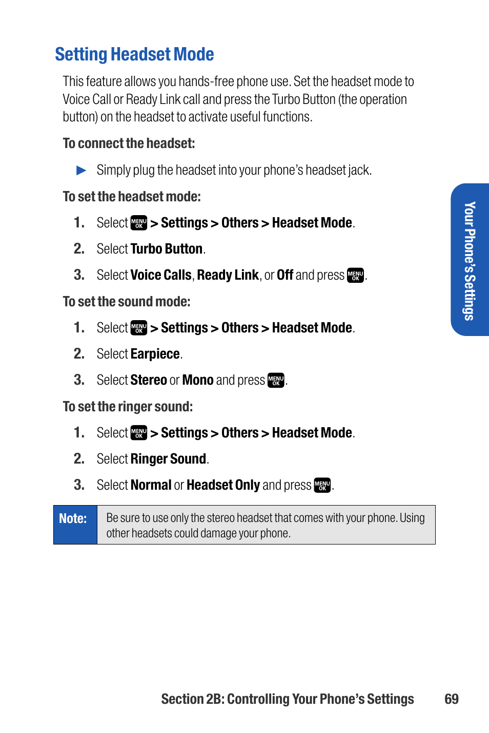 Setting headset mode | Sanyo M1 User Manual | Page 85 / 284