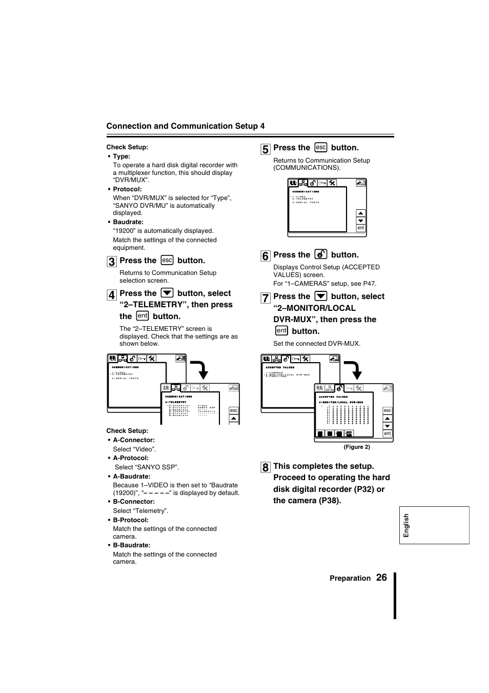 Connection and communication setup 4, Press the button | Sanyo VSP-9000 User Manual | Page 27 / 96