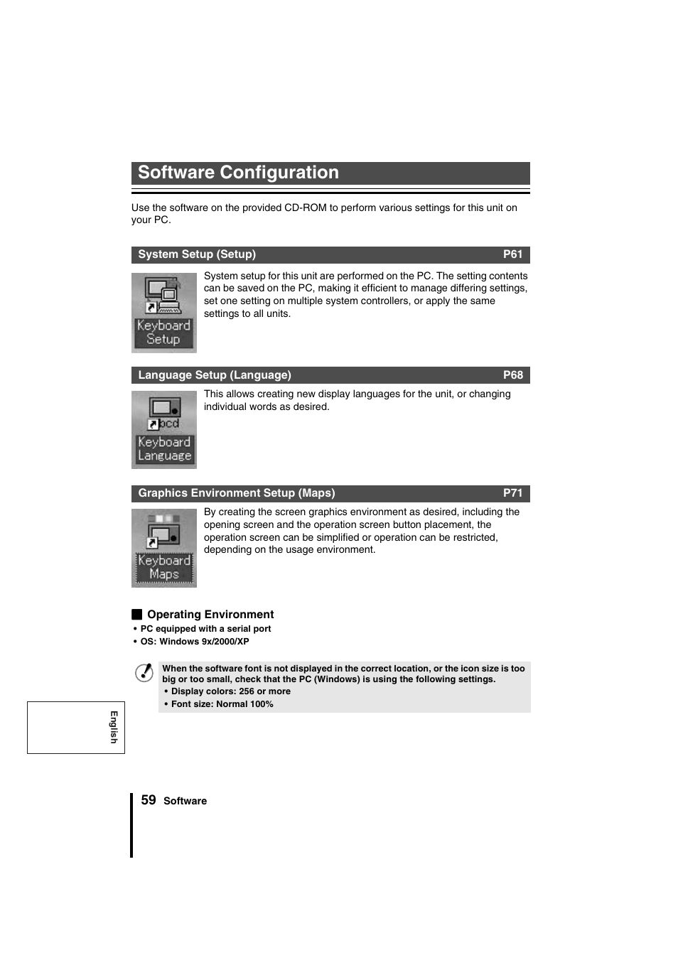 Software configuration | Sanyo VSP-9000 User Manual | Page 60 / 96