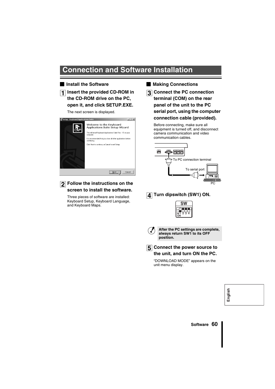 Connection and software installation | Sanyo VSP-9000 User Manual | Page 61 / 96