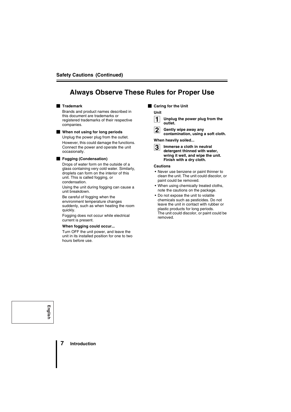 Always observe these rules for proper use | Sanyo VSP-9000 User Manual | Page 8 / 96