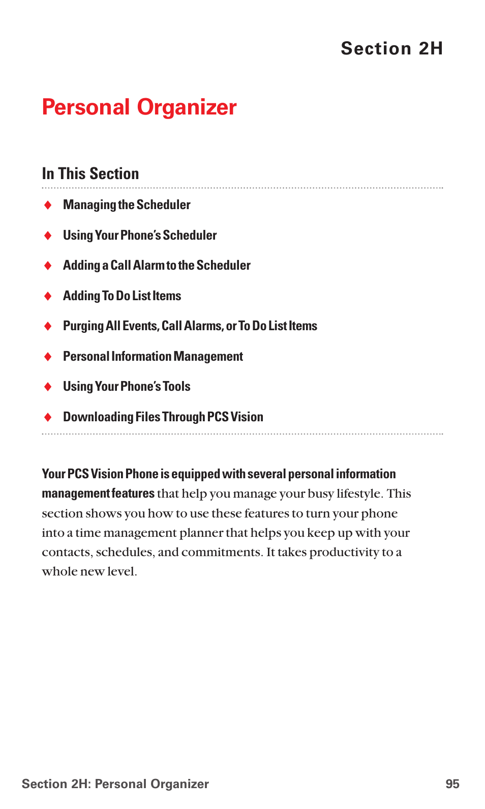 2h. personal organizer, Personal organizer | Sanyo RL7300 User Manual | Page 106 / 252