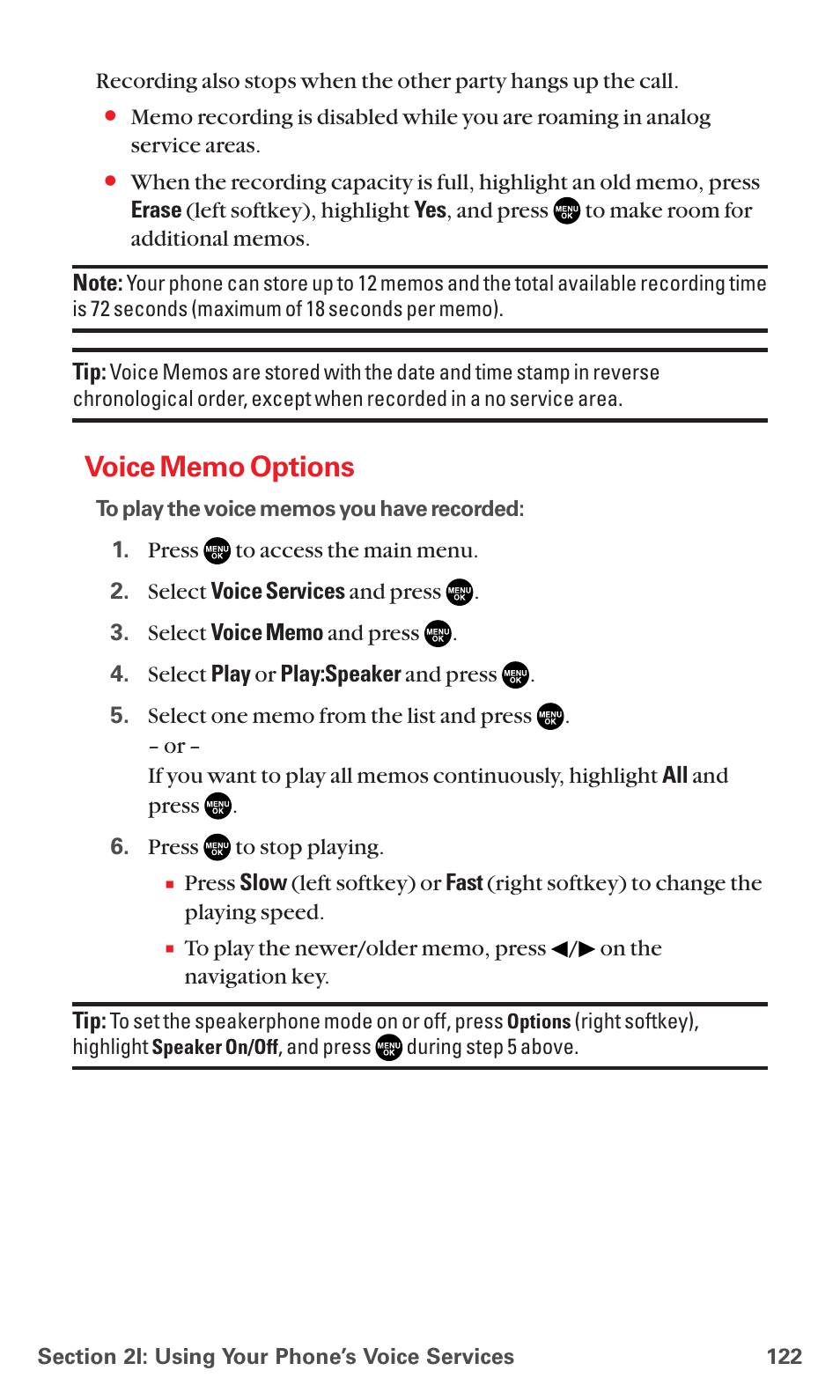 Voice memo options | Sanyo RL7300 User Manual | Page 133 / 252