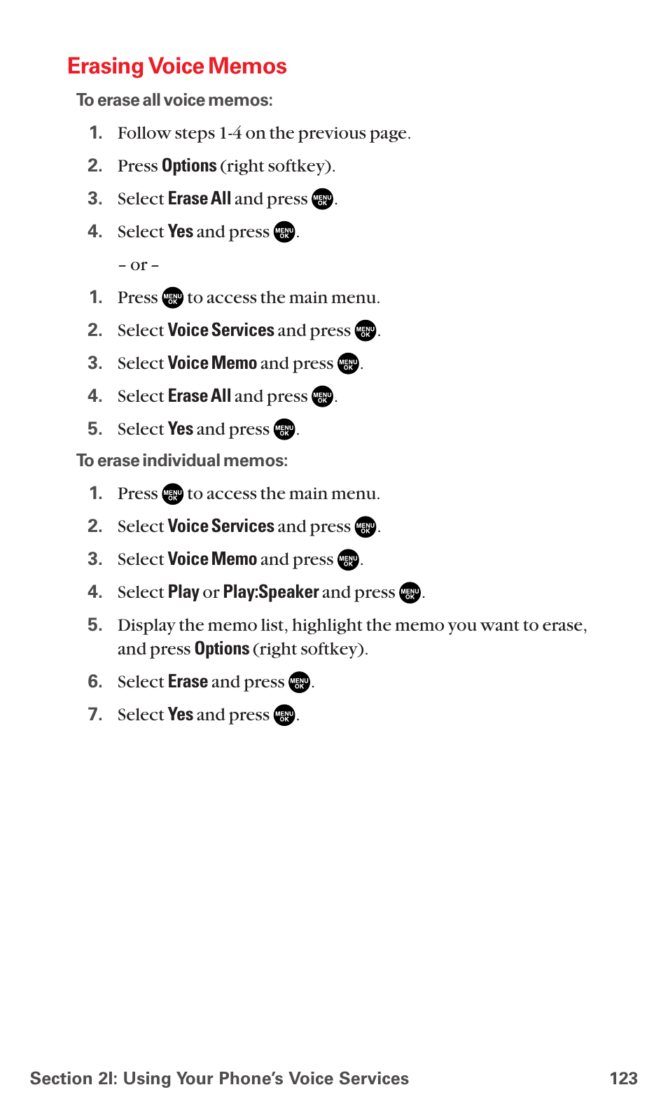 Erasing voice memos | Sanyo RL7300 User Manual | Page 134 / 252