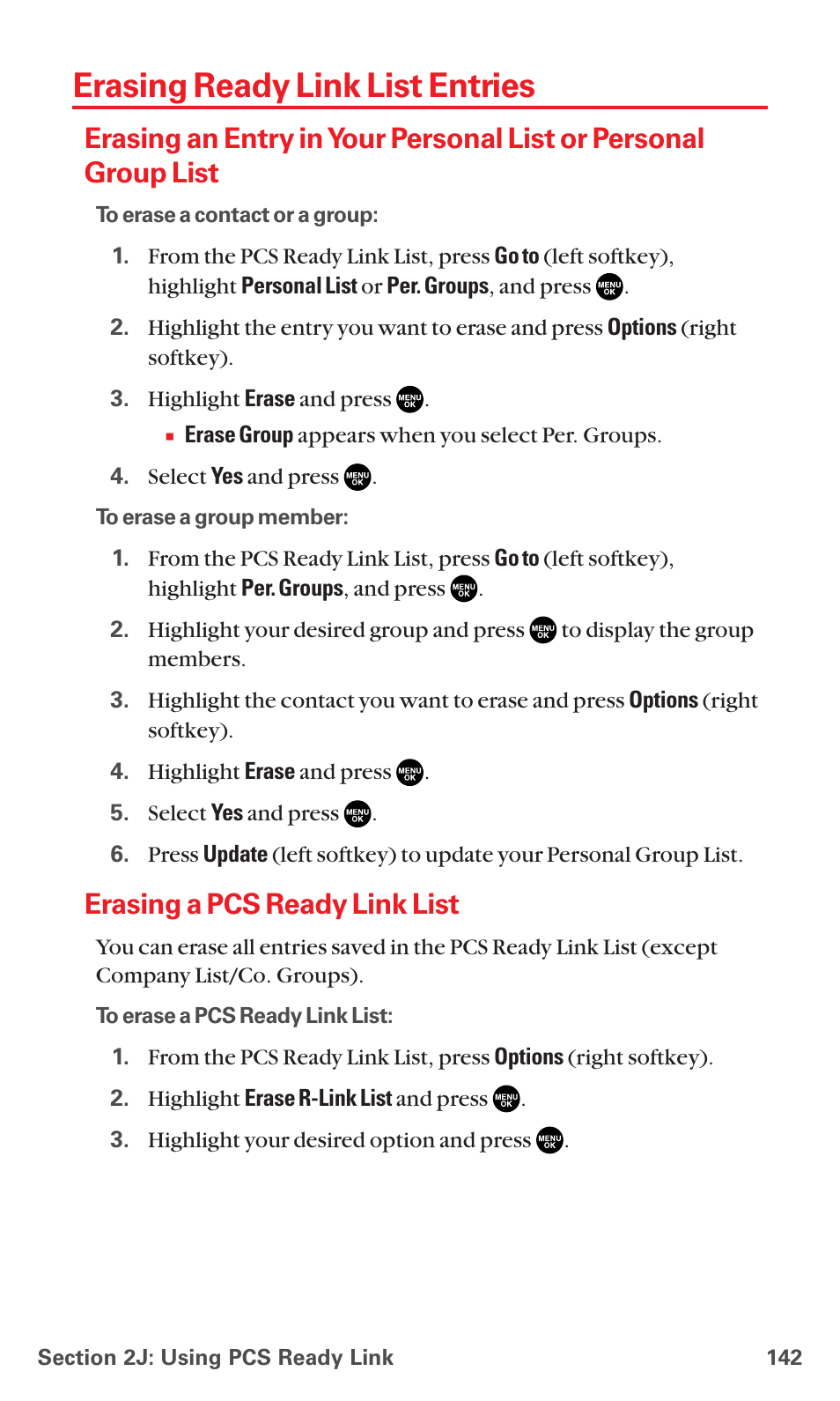 Erasing ready link list entries, Erasing a pcs ready link list | Sanyo RL7300 User Manual | Page 153 / 252