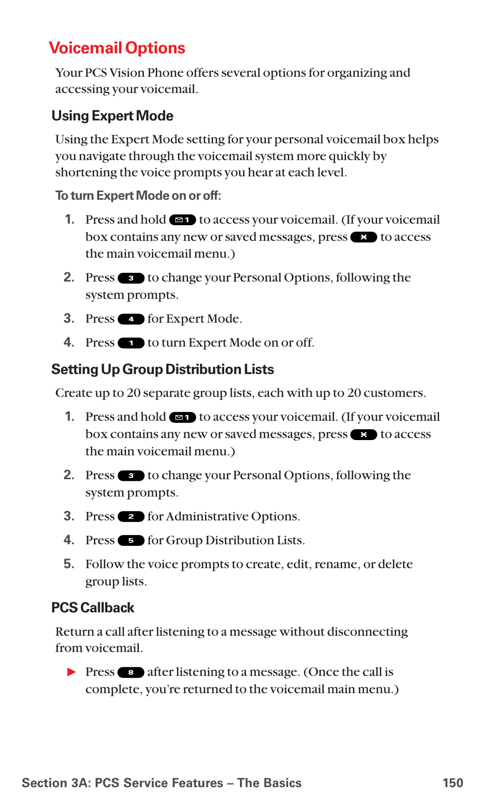 Voicemail options | Sanyo RL7300 User Manual | Page 161 / 252