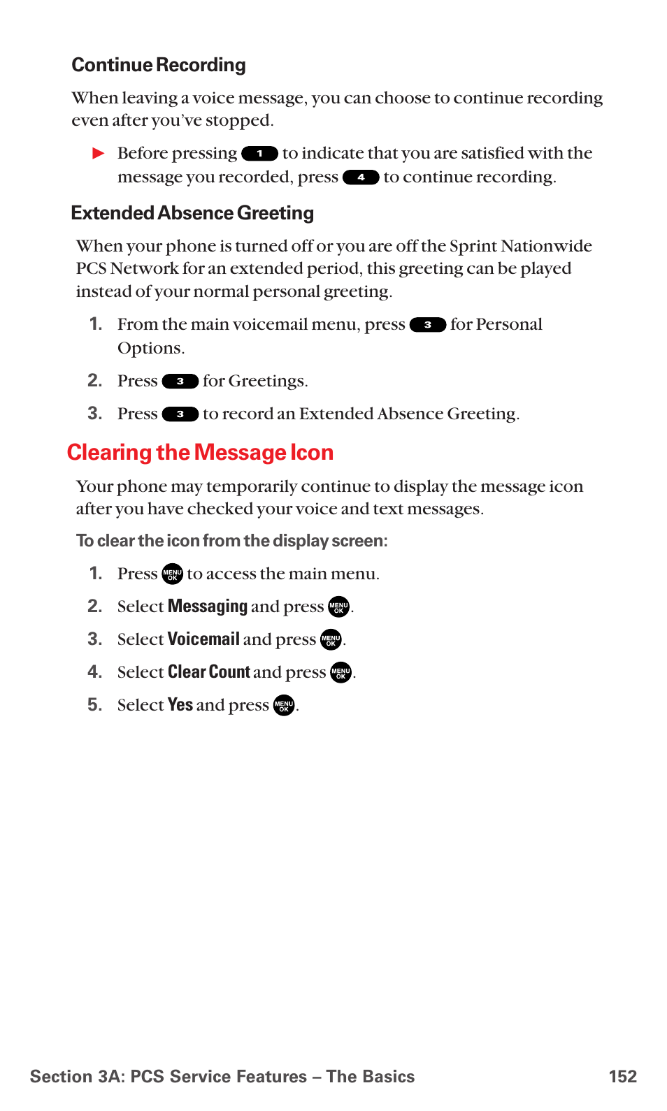 Clearing the message icon | Sanyo RL7300 User Manual | Page 163 / 252