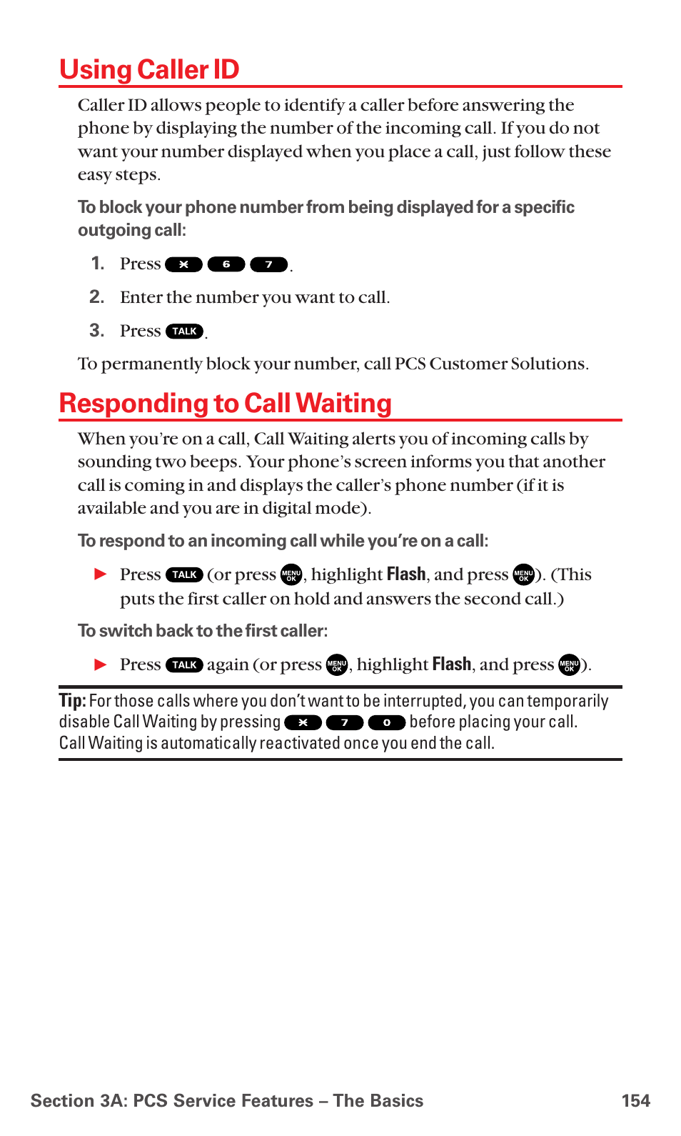 Using caller id, Responding to call waiting | Sanyo RL7300 User Manual | Page 165 / 252