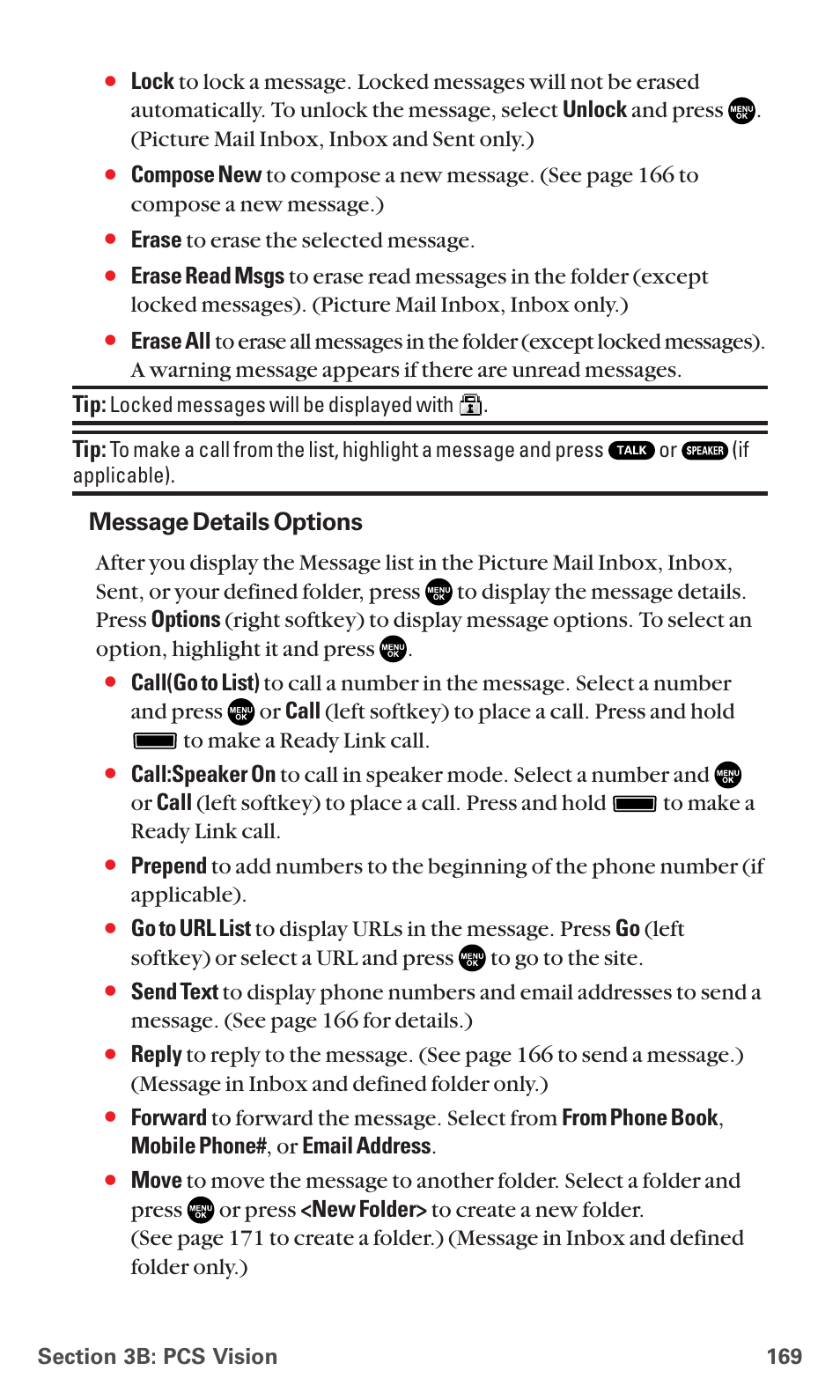 Message details options | Sanyo RL7300 User Manual | Page 180 / 252