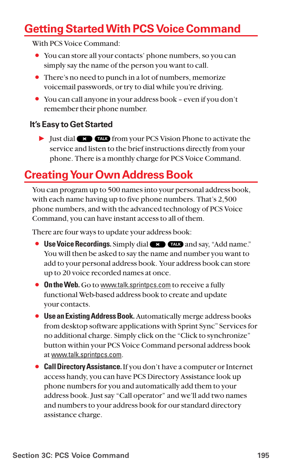Getting started with pcs voice command, Creating your own address book, It’s easy to get started | Sanyo RL7300 User Manual | Page 206 / 252