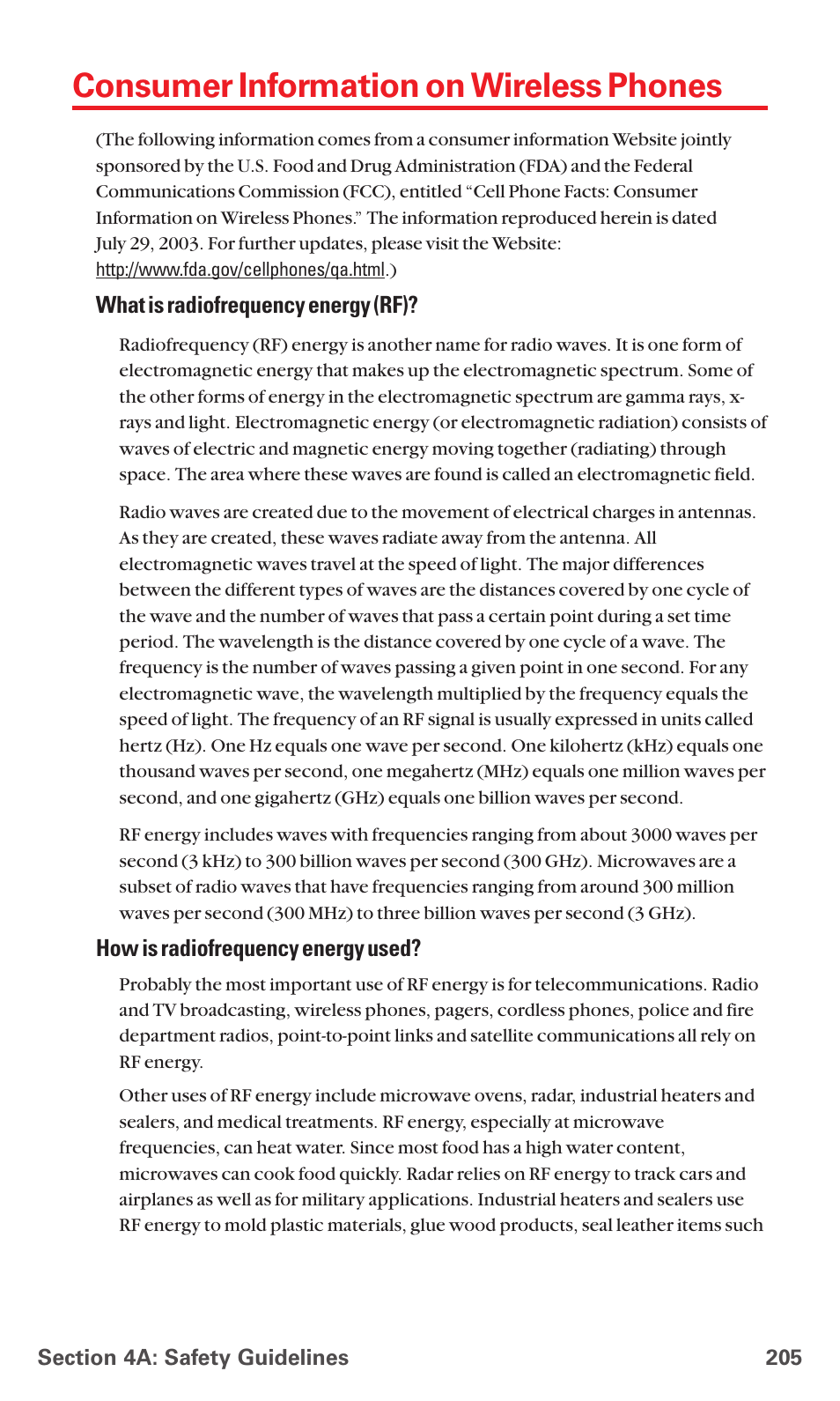 Consumer information on wireless phones | Sanyo RL7300 User Manual | Page 216 / 252