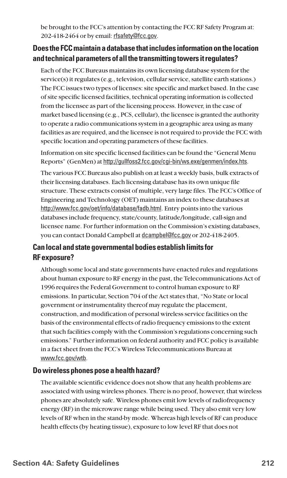 Do wireless phones pose a health hazard | Sanyo RL7300 User Manual | Page 223 / 252