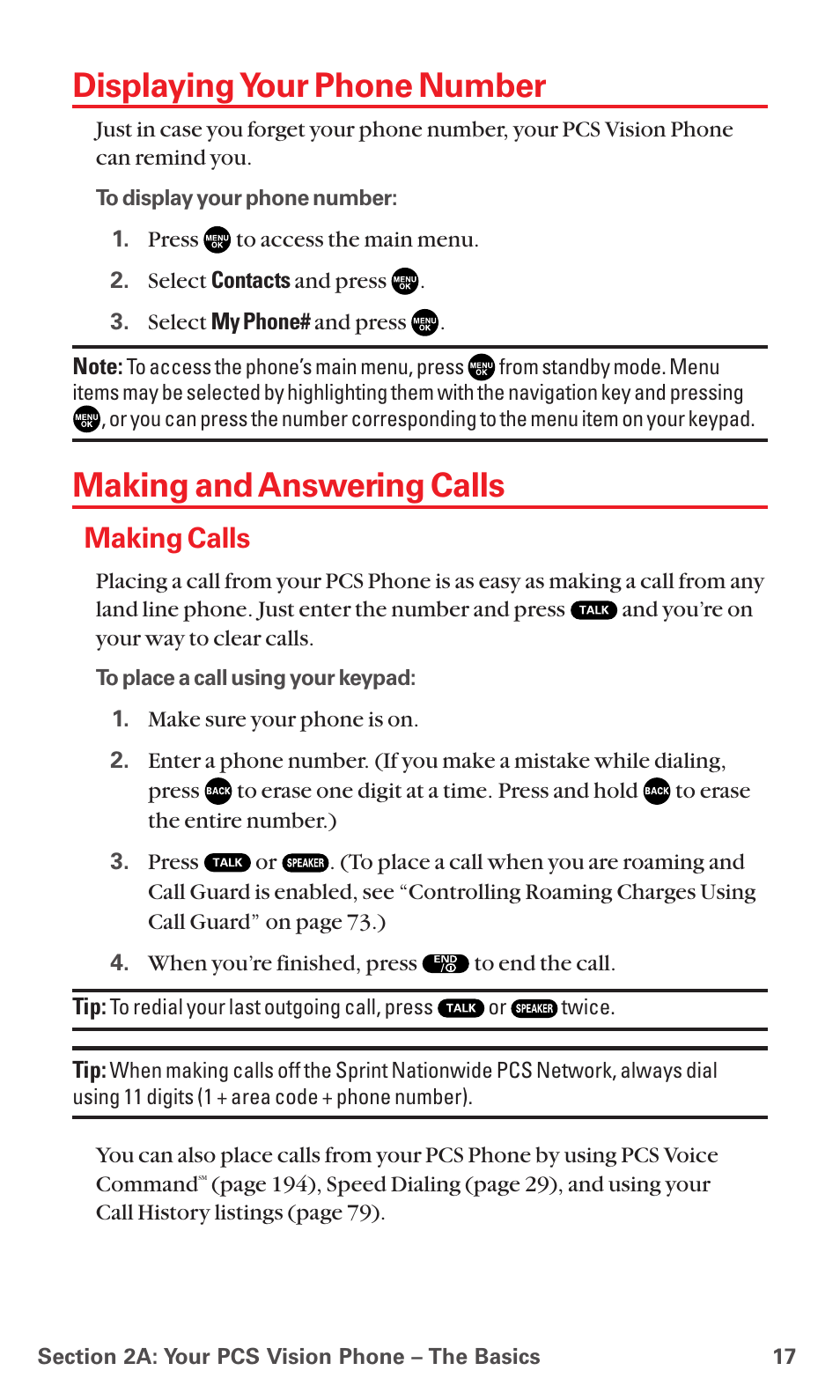 Displaying your phone number, Making and answering calls, Making calls | Sanyo RL7300 User Manual | Page 28 / 252