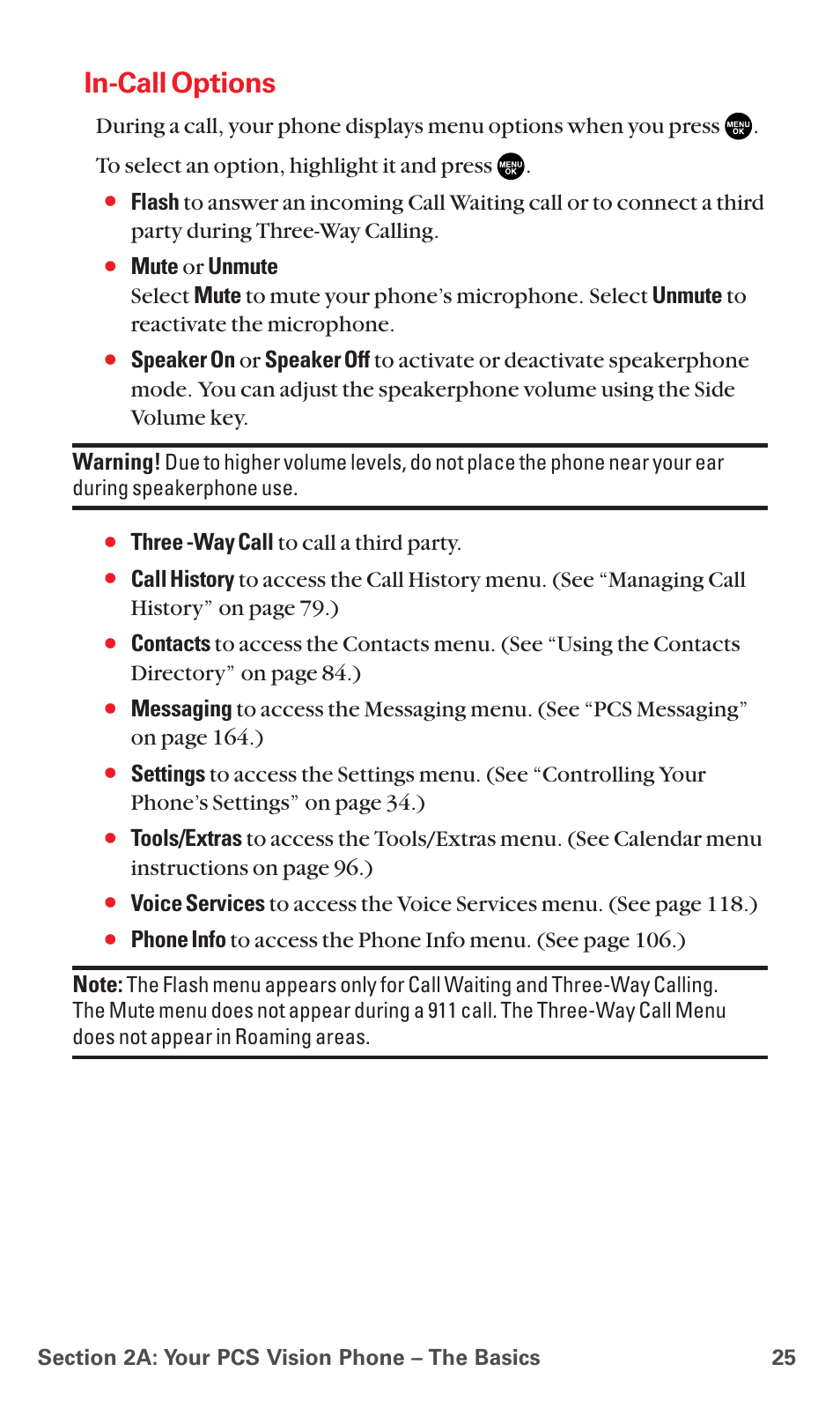 In-call options, Three -way call to call a third party | Sanyo RL7300 User Manual | Page 36 / 252