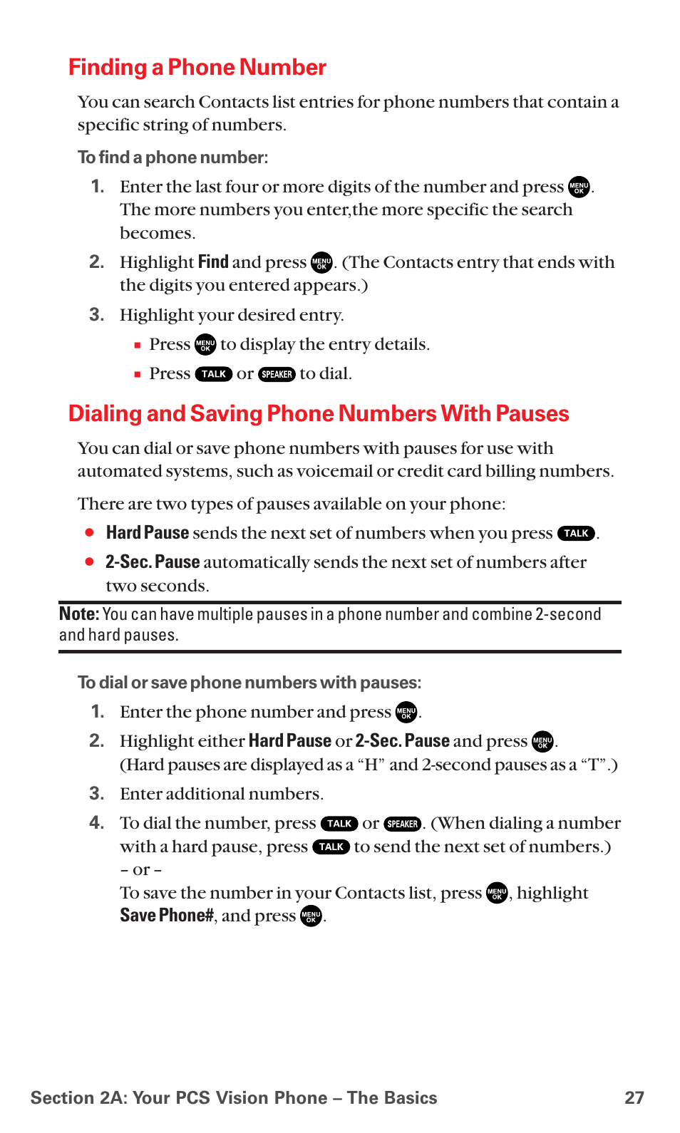 Finding a phone number, Dialing and saving phone numbers with pauses | Sanyo RL7300 User Manual | Page 38 / 252