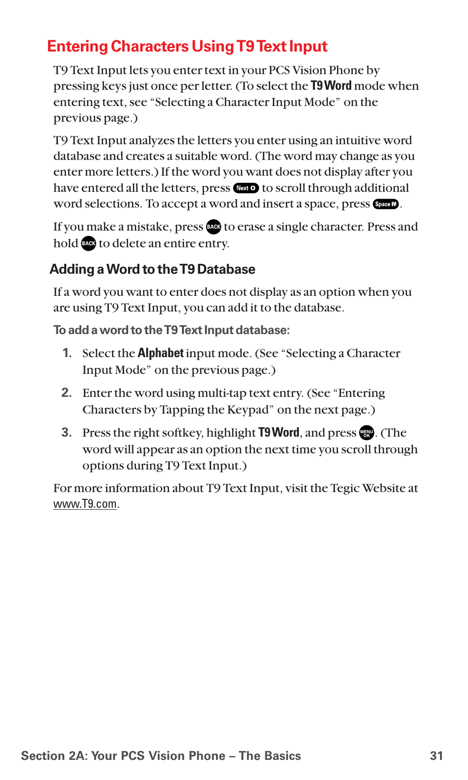 Entering characters using t9 text input | Sanyo RL7300 User Manual | Page 42 / 252