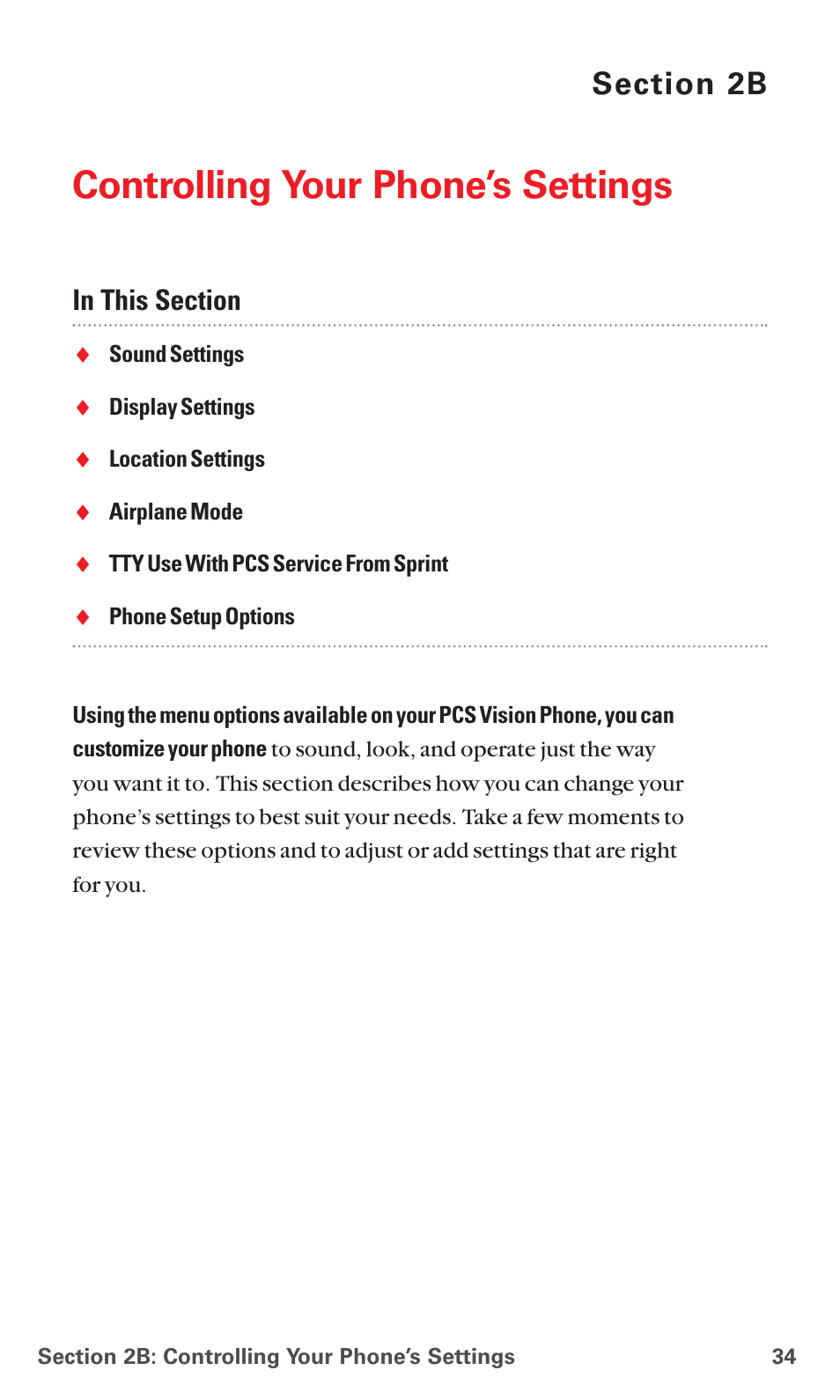 2b. controlling your phone’s settings, Controlling your phone’s settings | Sanyo RL7300 User Manual | Page 45 / 252