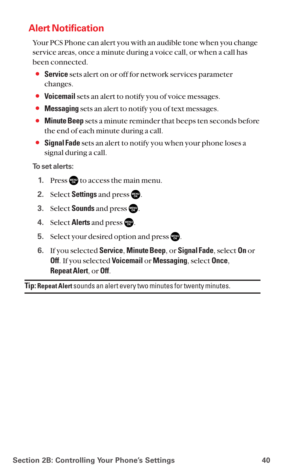 Alert notification | Sanyo RL7300 User Manual | Page 51 / 252