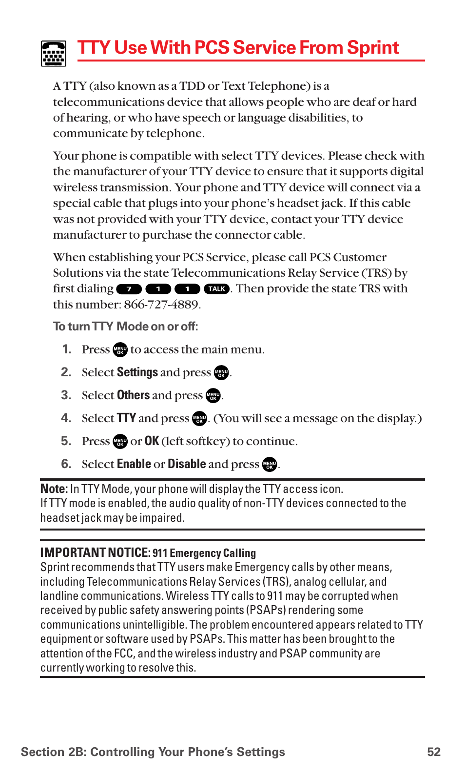 Tty use with pcs service from sprint | Sanyo RL7300 User Manual | Page 63 / 252