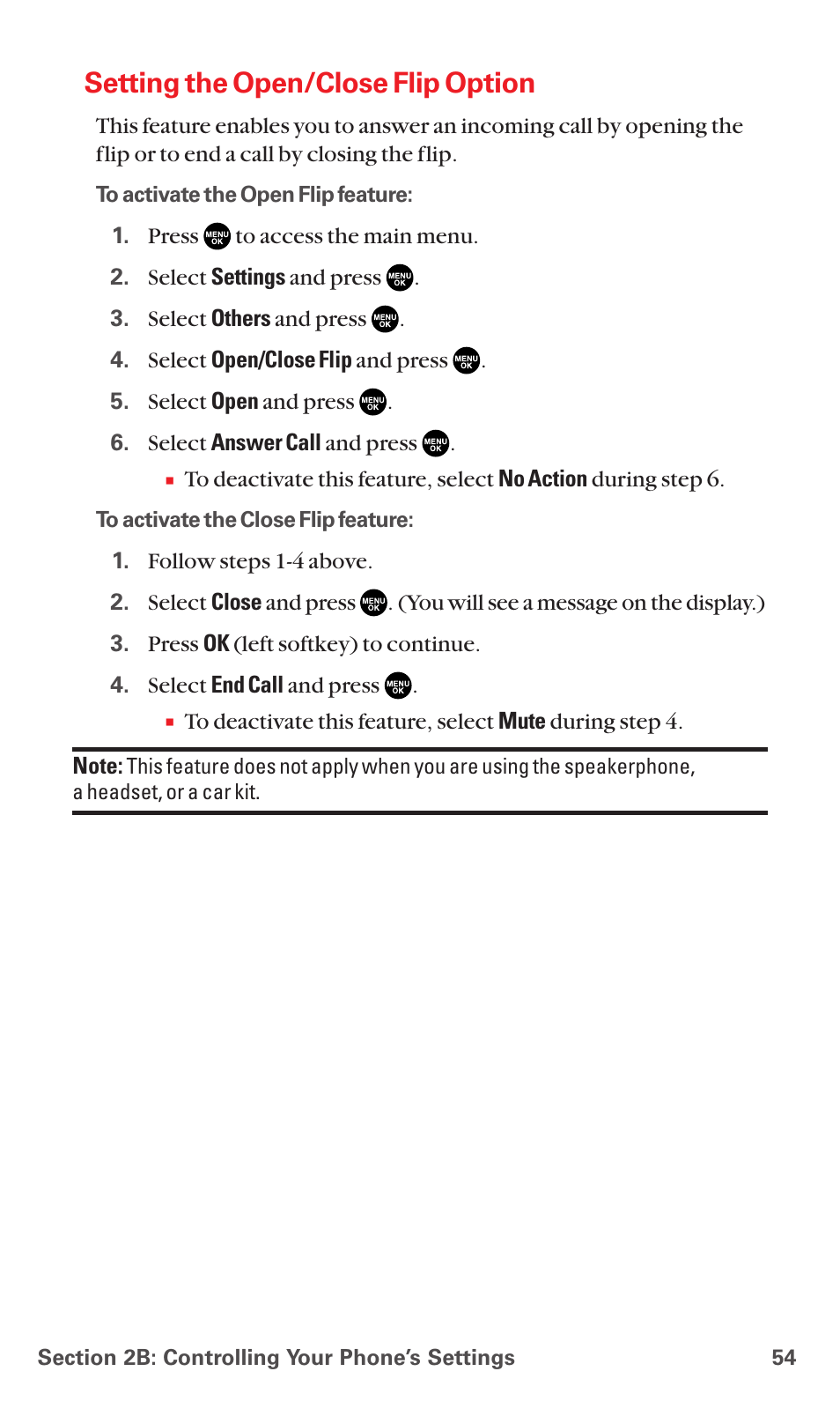 Setting the open/close flip option | Sanyo RL7300 User Manual | Page 65 / 252