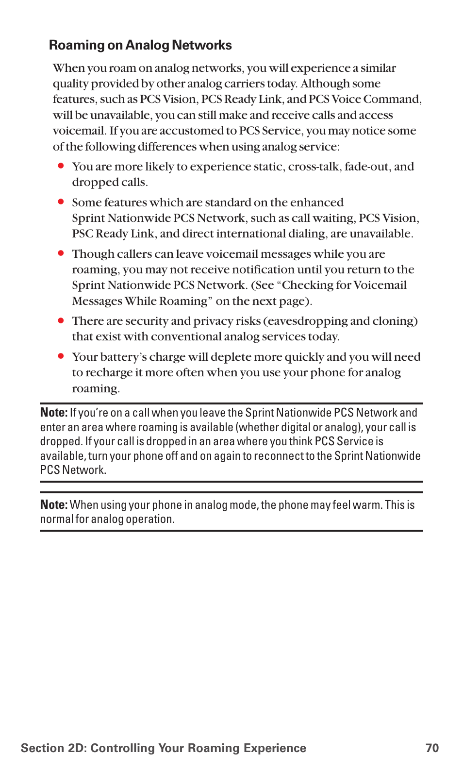 Roaming on analog networks | Sanyo RL7300 User Manual | Page 81 / 252