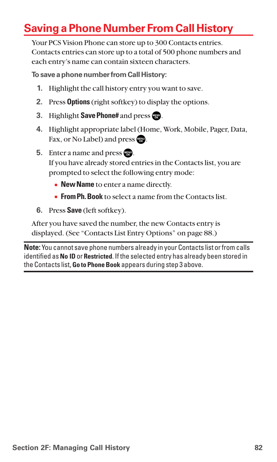 Saving a phone number from call history | Sanyo RL7300 User Manual | Page 93 / 252