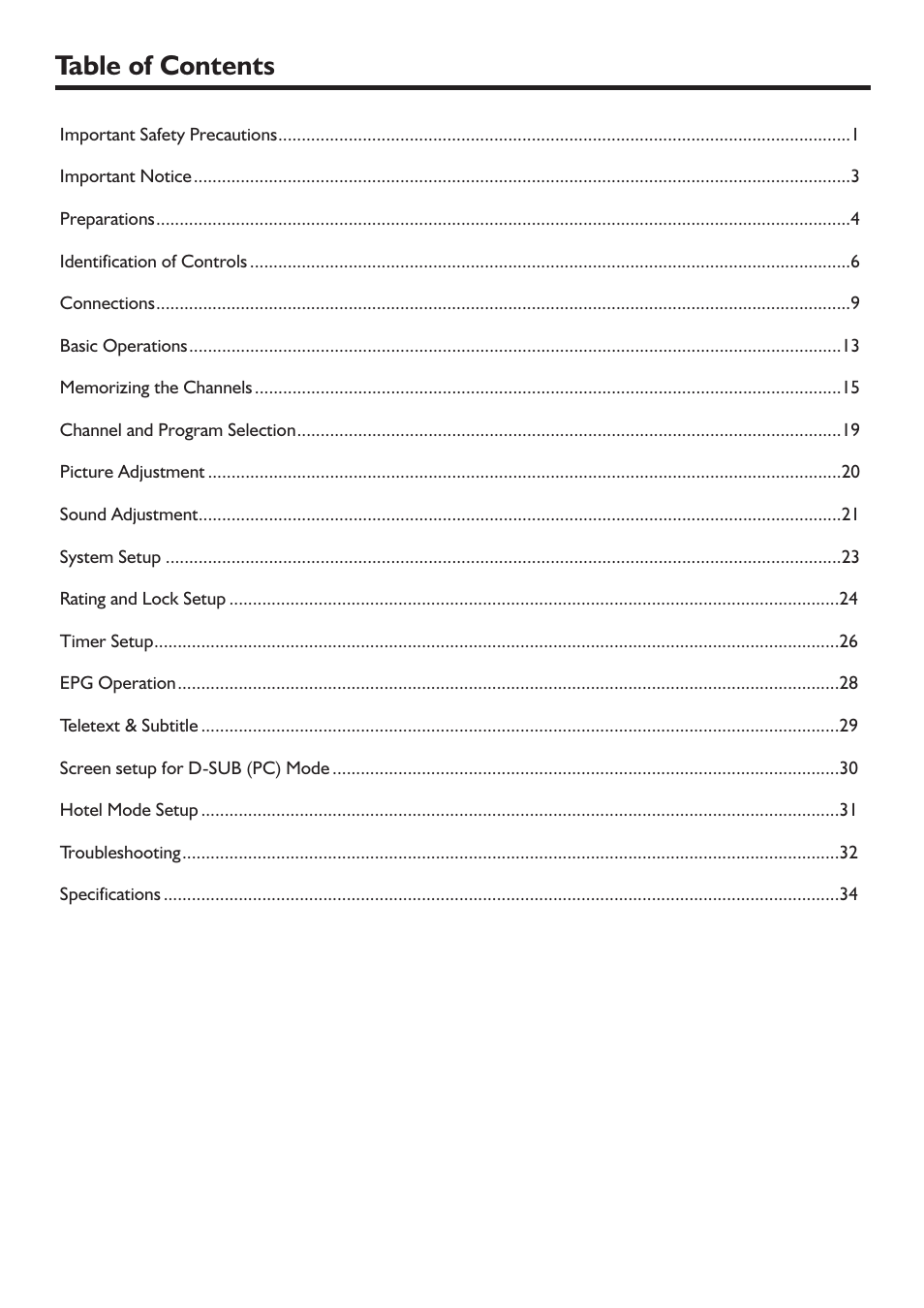 Sanyo LCD-47XR8DA User Manual | Page 2 / 37