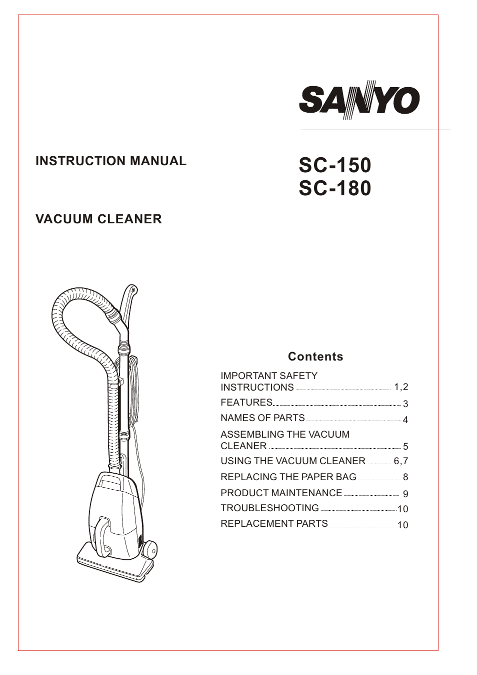 Sanyo SC-150 User Manual | 12 pages