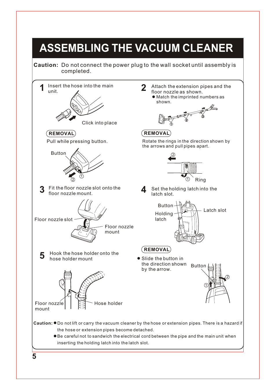 Т³гж 6, Assembling the vacuum cleaner | Sanyo SC-150 User Manual | Page 6 / 12