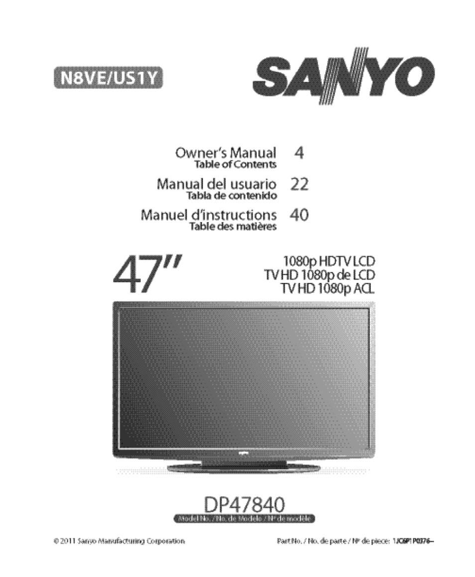Sanyo DP47840 User Manual | 56 pages