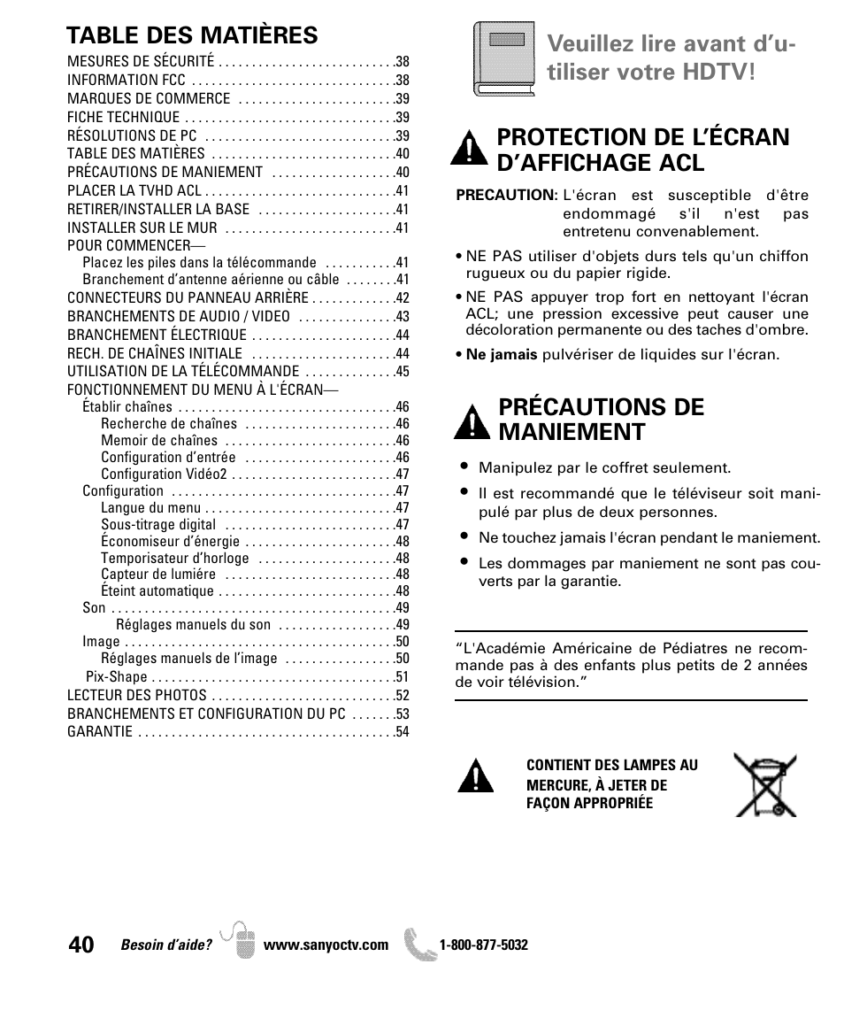 Sanyo DP47840 User Manual | Page 40 / 56