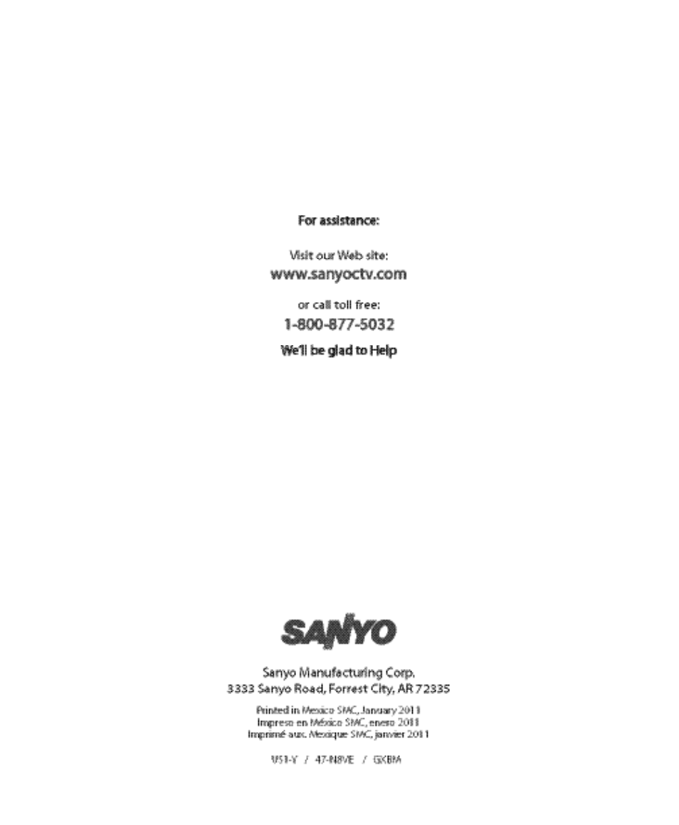 Sanyo DP47840 User Manual | Page 56 / 56