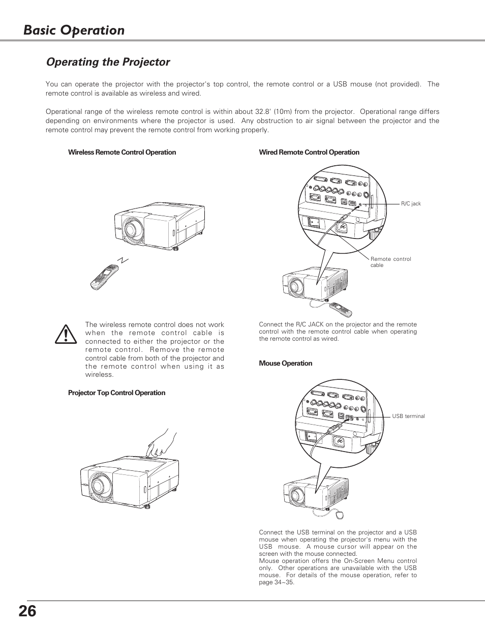 Basic operation, Operating the projector | Sanyo PLC-EF60 User Manual | Page 26 / 84