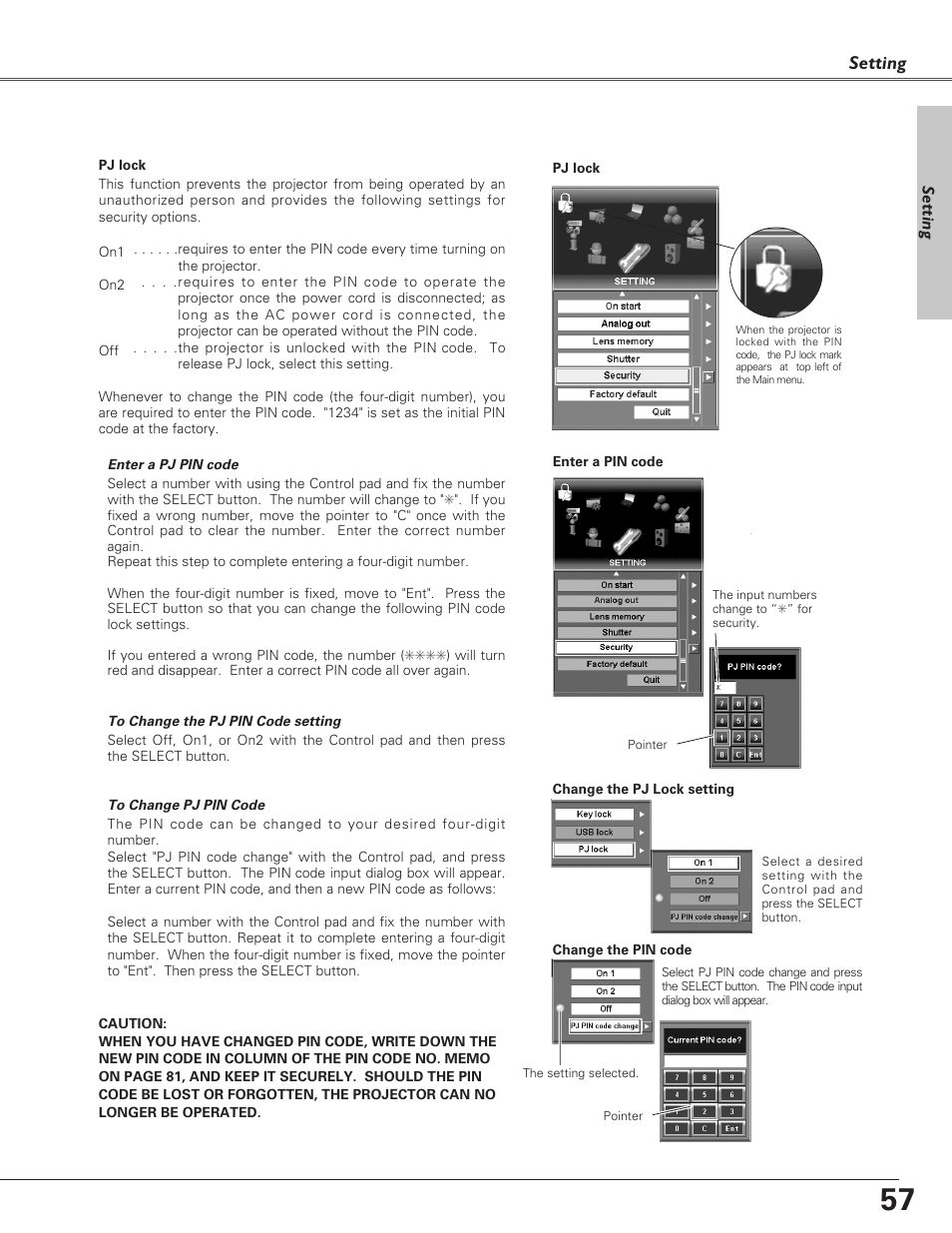 Setting | Sanyo PLC-EF60 User Manual | Page 57 / 84