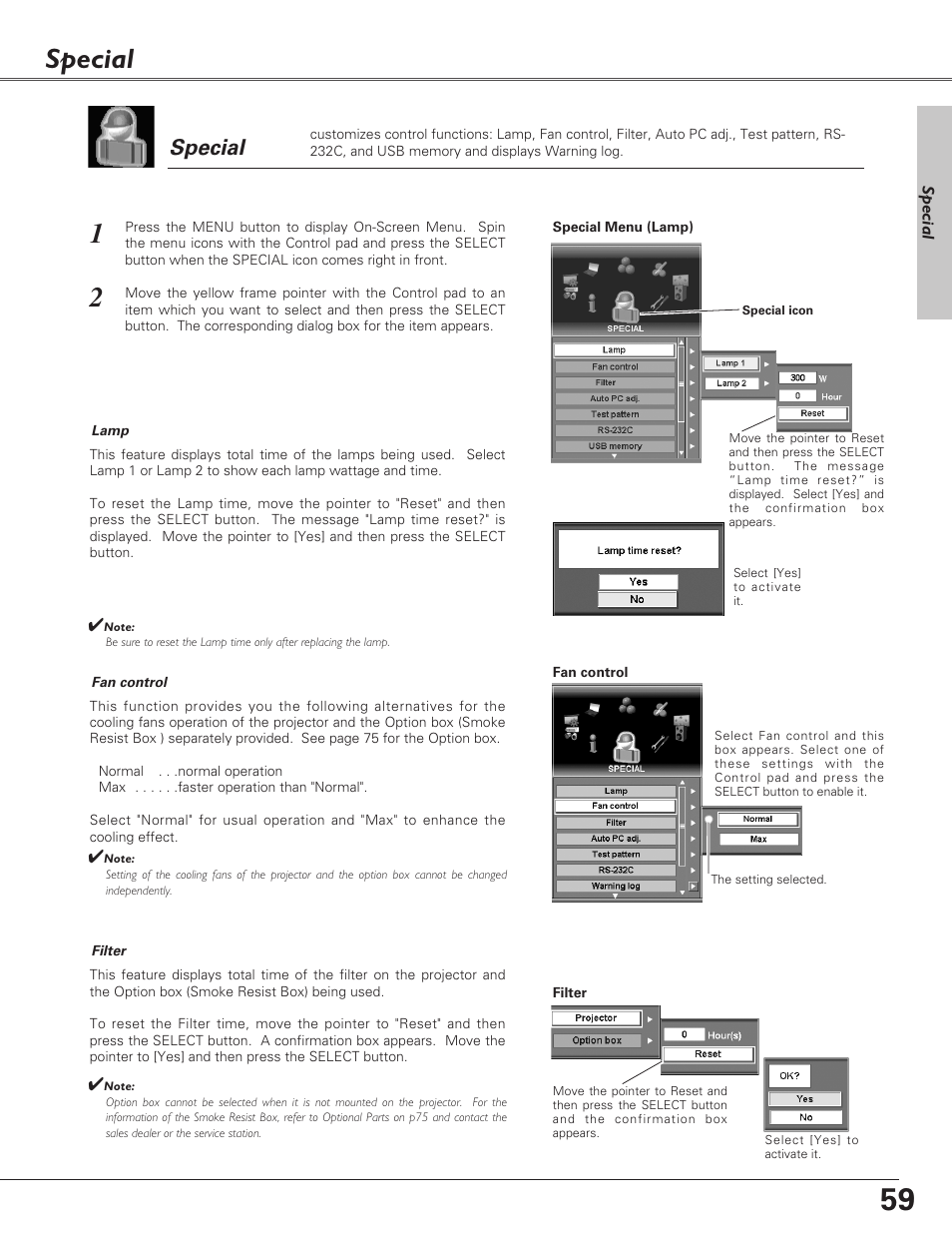 Special | Sanyo PLC-EF60 User Manual | Page 59 / 84