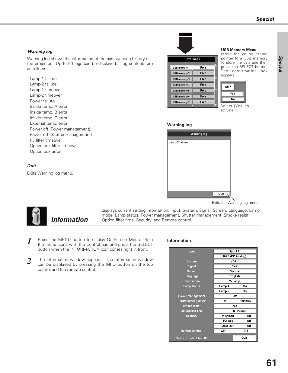 Information | Sanyo PLC-EF60 User Manual | Page 61 / 84