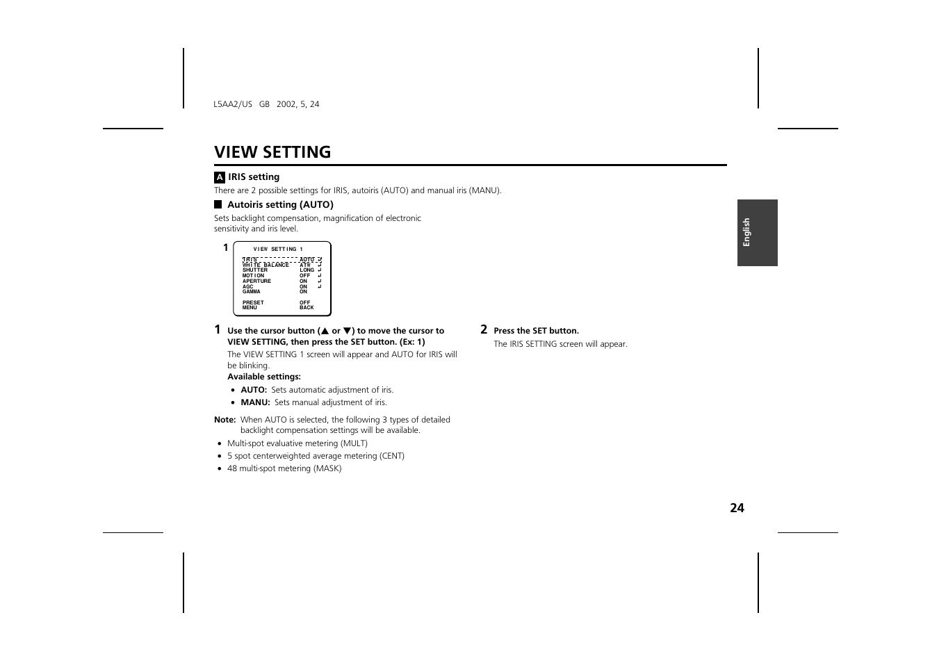 View setting | Sanyo VCC-ZM300 User Manual | Page 25 / 57