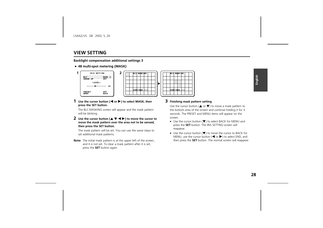 View setting | Sanyo VCC-ZM300 User Manual | Page 29 / 57