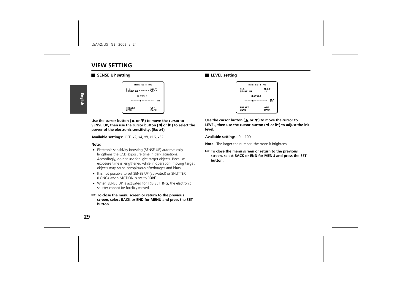 View setting | Sanyo VCC-ZM300 User Manual | Page 30 / 57