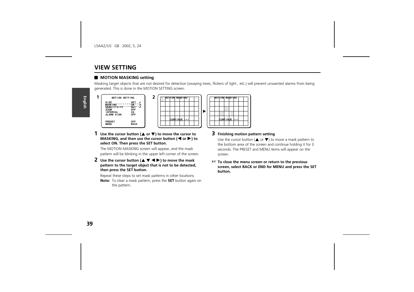 View setting | Sanyo VCC-ZM300 User Manual | Page 40 / 57