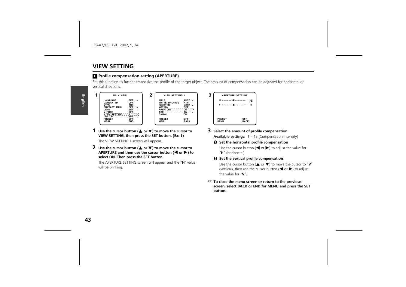 View setting | Sanyo VCC-ZM300 User Manual | Page 44 / 57
