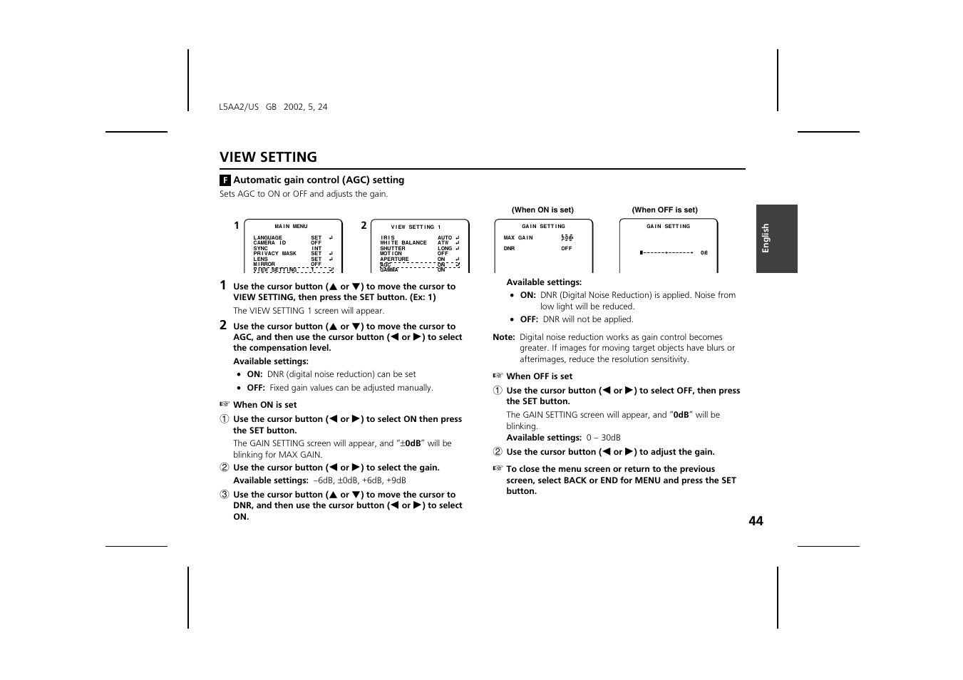 View setting | Sanyo VCC-ZM300 User Manual | Page 45 / 57
