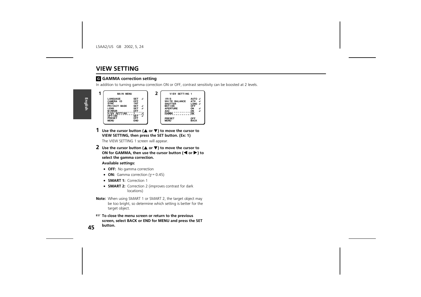 View setting | Sanyo VCC-ZM300 User Manual | Page 46 / 57