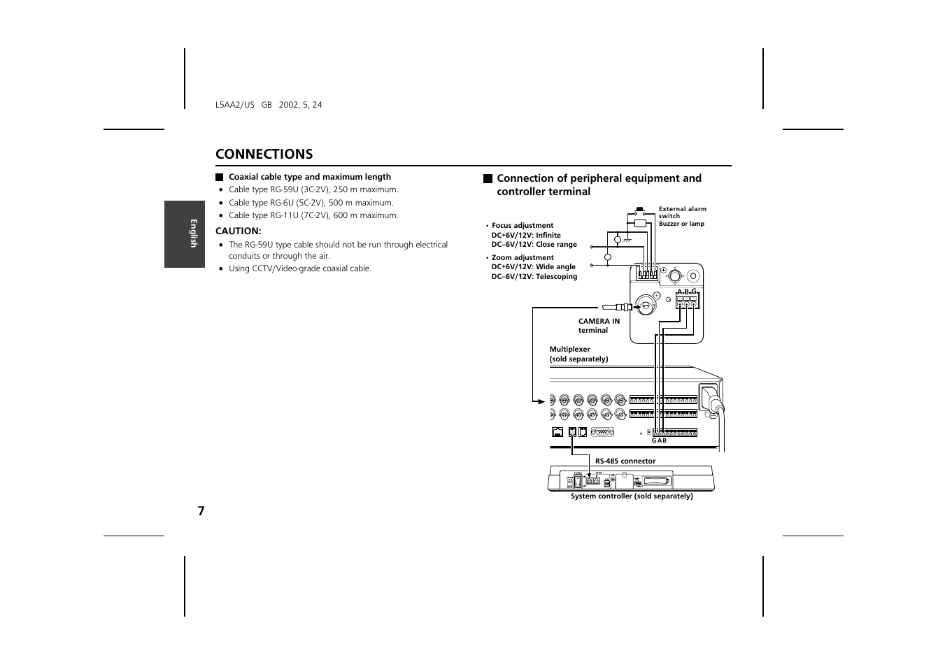 Connections | Sanyo VCC-ZM300 User Manual | Page 8 / 57